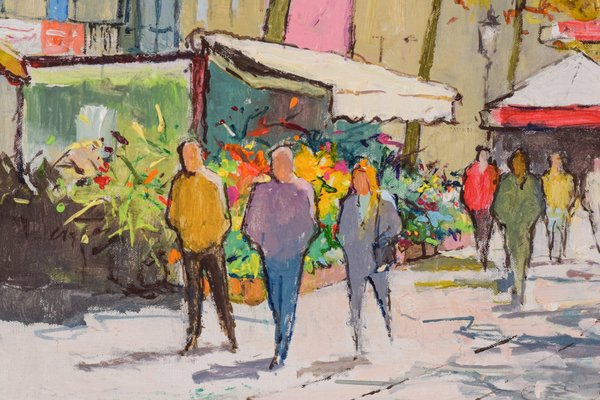 Vibrant Market Scene, 2014, Oil on Canvas, Framed-AOI-1106690