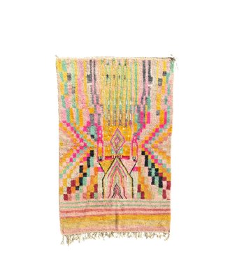 Vibrant Moroccan Berber Rug with Multi-Color Geometric and Tribal Patterns-QJU-2019796