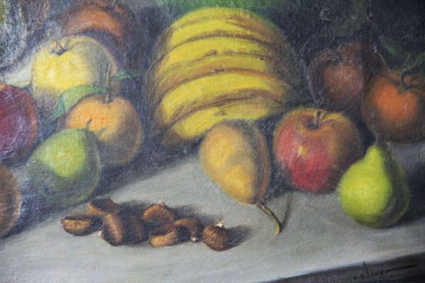 Vicenç Oliver Arasanz, Still Life with Fruit, 1960s, Oil on Canvas, Framed-ZYI-1352922