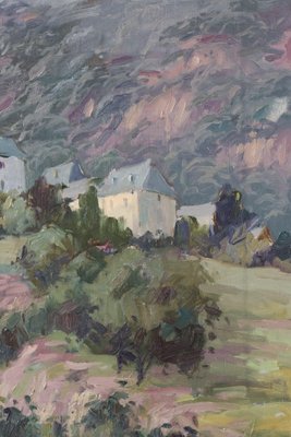 Vicente Gomez Fuste, Post Impressionist Village and Mountains, Mid-20th Century, Oil on Canvas-AOI-1106927