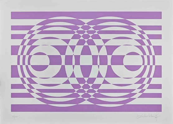 Victor Debach, Abstract Composition in Purple, Screen Print, 1970s-ZCI-2029478