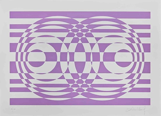 Victor Debach, Abstract Composition in Purple, Screen Print, 1970s-ZCI-2029518