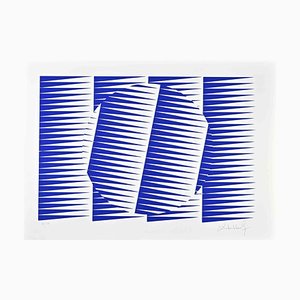 Victor Debach, Abstract Electric Blue Composition, Screen Print, 1970s-ZCI-2029926