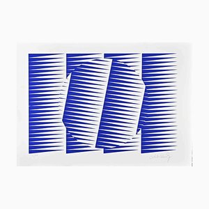 Victor Debach, Abstract Electric Blue Composition, Screen Print, 1970s-ZCI-1760441