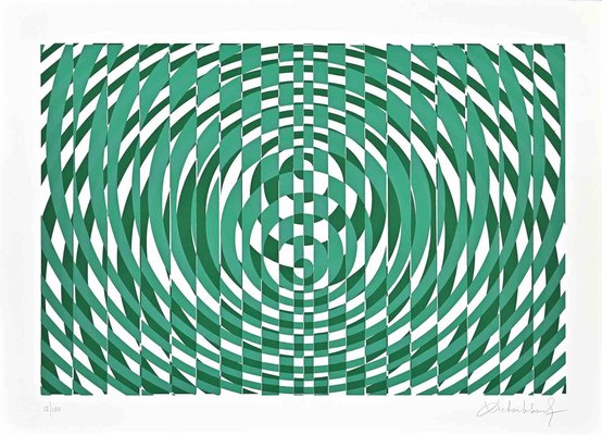 Victor Debach, Abstract Green Composition, Screen Print, 1970s-ZCI-2029884