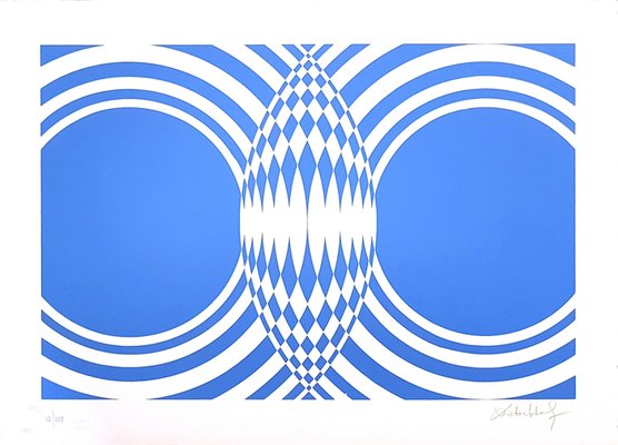 Victor Debach, Blue Composition, Original Screen Print, 1970s-ZCI-2025078