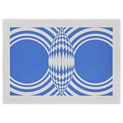 Victor Debach, Blue Composition, Screen Print, 1970s-ZCI-2025109