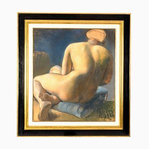 Victor Lorein, Nude, 1920s, Chalk on Cardboard, Framed-OGW-1680811