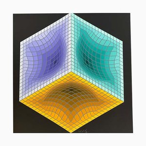 Victor vasarely "Geometric structure black" 1975-ICD-733226