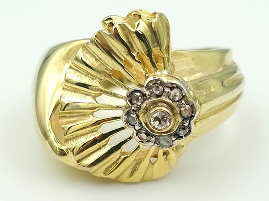 Victorian 9 Karat Gold Ring with Diamonds-CYY-2031328