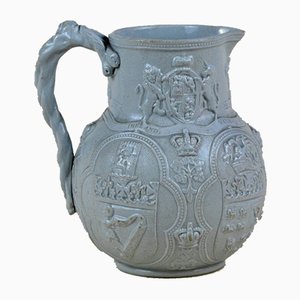 Victorian Blue-Grey Stoneware Four Nations Albion Jug from William Brownfield, 1863-YNA-776310