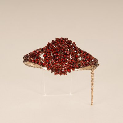 Victorian Bohemian Bangle Bracelet with Rose Cut Garnets, 19th Century-GOE-1130612