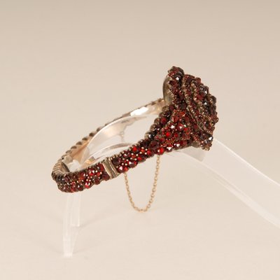 Victorian Bohemian Bangle Bracelet with Rose Cut Garnets, 19th Century-GOE-1130612