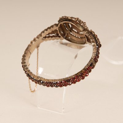 Victorian Bohemian Bangle Bracelet with Rose Cut Garnets, 19th Century-GOE-1130612