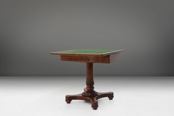 Victorian Burl Wood Folding Card Table, 19th Century-YSY-1761545