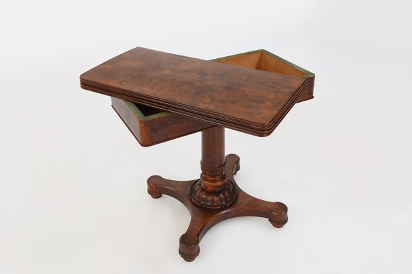 Victorian Burl Wood Folding Card Table, 19th Century-YSY-1761545