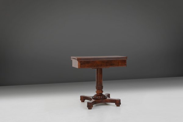 Victorian Burl Wood Folding Card Table, 19th Century-YSY-1761545