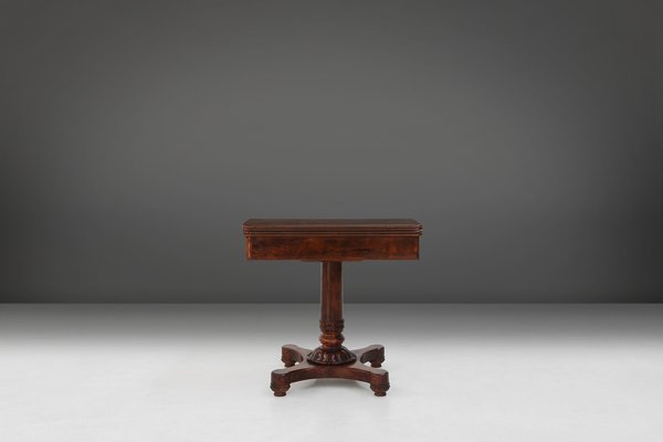 Victorian Burl Wood Folding Card Table, 19th Century-YSY-1761545