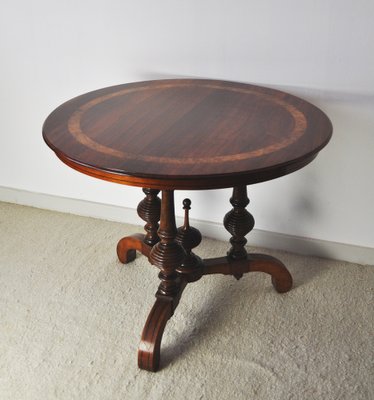 Victorian Burr Walnut, Mahogany & Ebony Circular Centre Table-HPQ-1194004