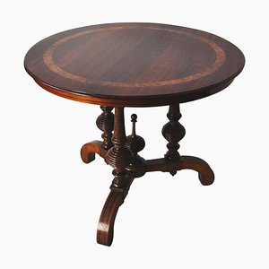 Victorian Burr Walnut, Mahogany & Ebony Circular Centre Table-HPQ-1194004