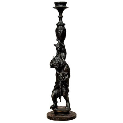 Victorian Cast Iron Candlestick with Bears-KJP-1149349