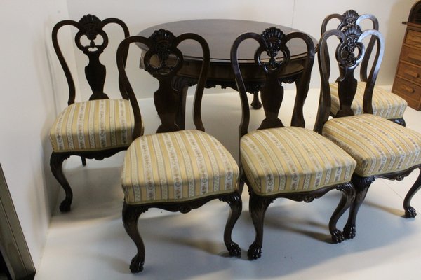 Victorian Dining Table and Chairs, Set of 6-KWR-1802327