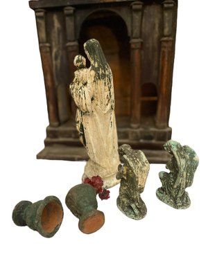 Victorian Display Case with Plaster Figures, 1800s-PKM-1717531