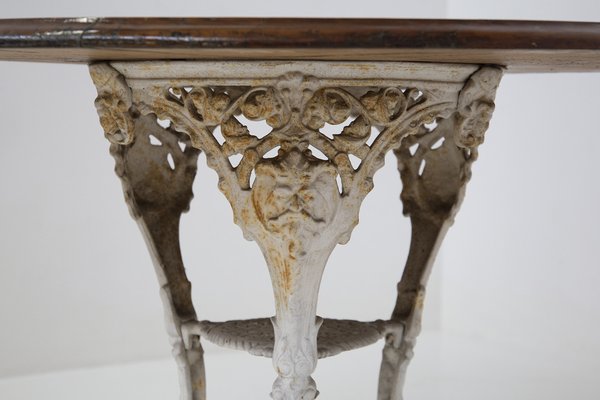 Victorian English White and Wood Cast Iron Table-RCE-1404579