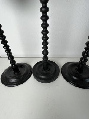 Victorian Hat & Wig Hangers in Black Colored Wood, Set of 7-KKG-1351767