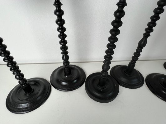 Victorian Hat & Wig Hangers in Black Colored Wood, Set of 7-KKG-1351767