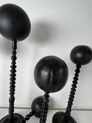 Victorian Hat & Wig Hangers in Black Colored Wood, Set of 7-KKG-1351767