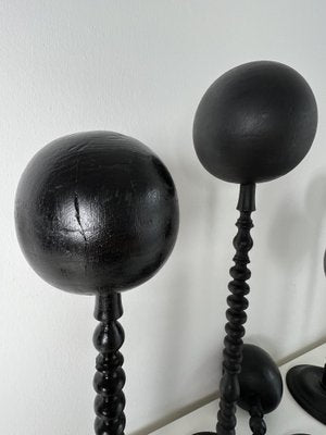 Victorian Hat & Wig Hangers in Black Colored Wood, Set of 7-KKG-1351767