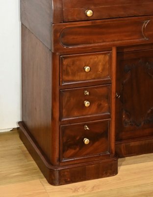 Victorian Mahogany Cylinder Library Desk, England, 1850s-RVK-1783233