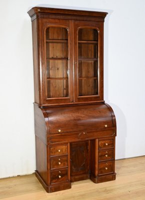 Victorian Mahogany Cylinder Library Desk, England, 1850s-RVK-1783233