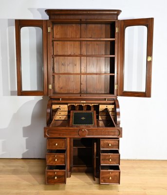 Victorian Mahogany Cylinder Library Desk, England, 1850s-RVK-1783233