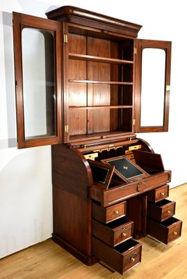 Victorian Mahogany Cylinder Library Desk, England, 1850s-RVK-1783233