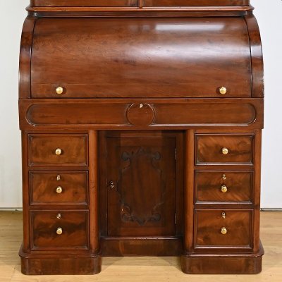 Victorian Mahogany Cylinder Library Desk, England, 1850s-RVK-1783233