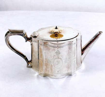 Victorian Silver Plated Tea and Coffee Set from Richard Martin & Ebenezer Hall & Co, Set of 4-QRS-581219