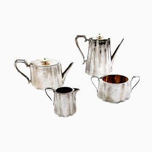 Victorian Silver Plated Tea and Coffee Set from Richard Martin & Ebenezer Hall & Co, Set of 4-QRS-581219