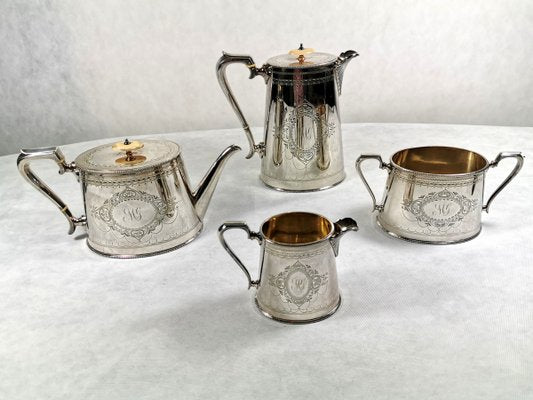 Victorian Silver-Plated Tea & Coffee Set from George Shadford Lee & Henry Wigfull,  Set of 4-QRS-681279