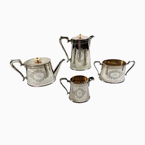 Victorian Silver-Plated Tea & Coffee Set from George Shadford Lee & Henry Wigfull,  Set of 4-QRS-681279