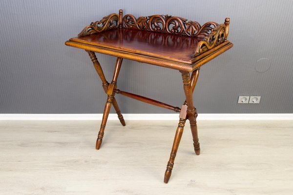 Victorian Style Ornate Carved Folding Table, 1920s-KEG-1086692