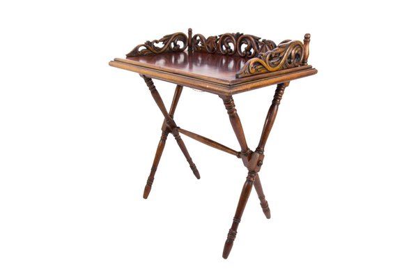 Victorian Style Ornate Carved Folding Table, 1920s-KEG-1086692