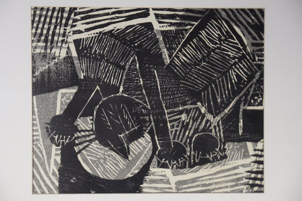 Vide Jansson, Woodcut, 1960s, Framed-ZAA-1107093