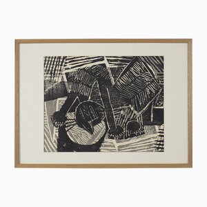 Vide Jansson, Woodcut, 1960s, Framed-ZAA-1107093