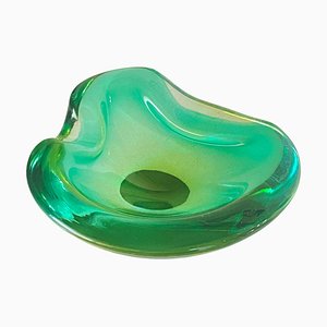 Vide Poche or Ashtray in Green Murano Glass, Italy, 1970s-UR-1780818