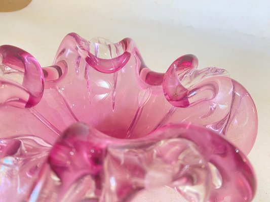 Vide Poche or Ashtray in Pink Murano Glass, Venice, Italy, 1970s-UR-1780819