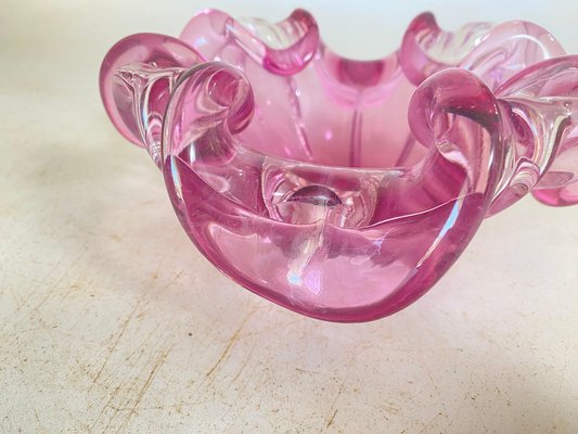 Vide Poche or Ashtray in Pink Murano Glass, Venice, Italy, 1970s-UR-1780819