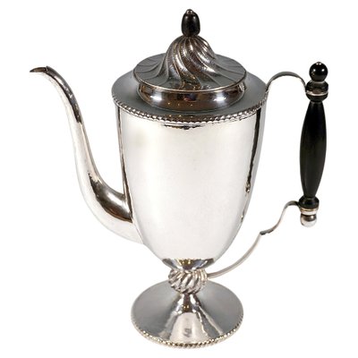 Viennese Art Deco Silver Fishing Coffee Pot attributed to J.C. Klinkosch, 1920s-EMT-1771461