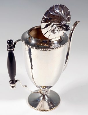 Viennese Art Deco Silver Fishing Coffee Pot attributed to J.C. Klinkosch, 1920s-EMT-1771461